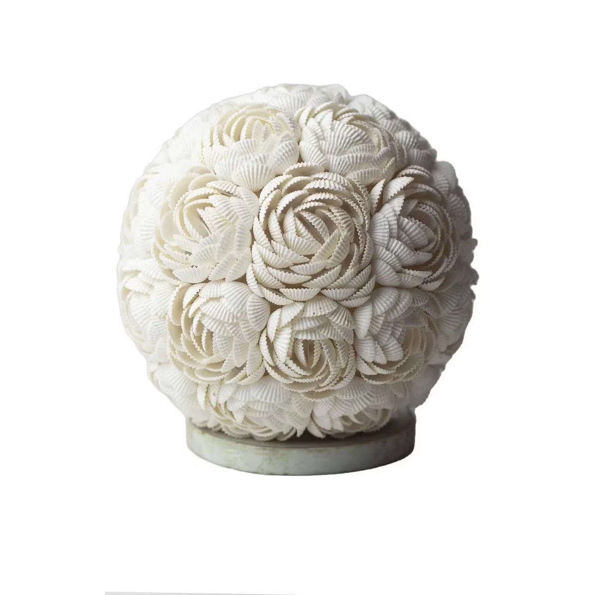 Boho style lighting with a 15cm rose globe sea shell lamp featuring natural shell details and soft pink hues