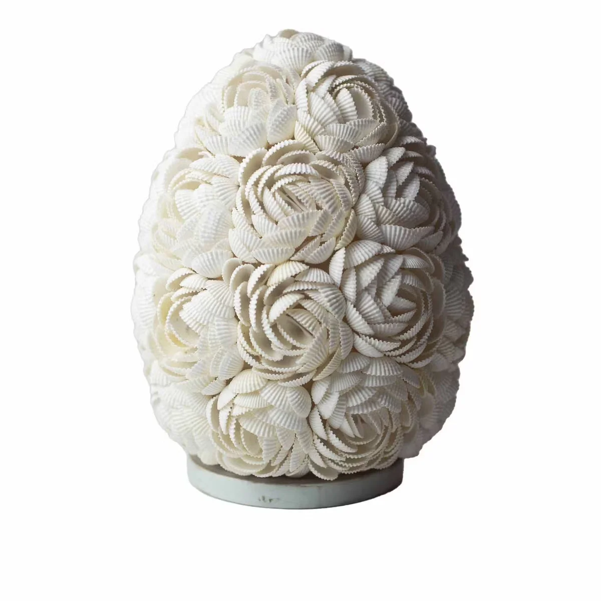 Rose oval 20cm shell design lamp with boho sea shell pattern on white background, showing detailed texture and shape