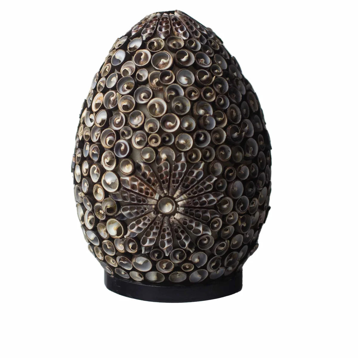 Chocolate twist oval table lamp with boho sea shell design, 20cm tall, ideal as an oval table lamp accessory