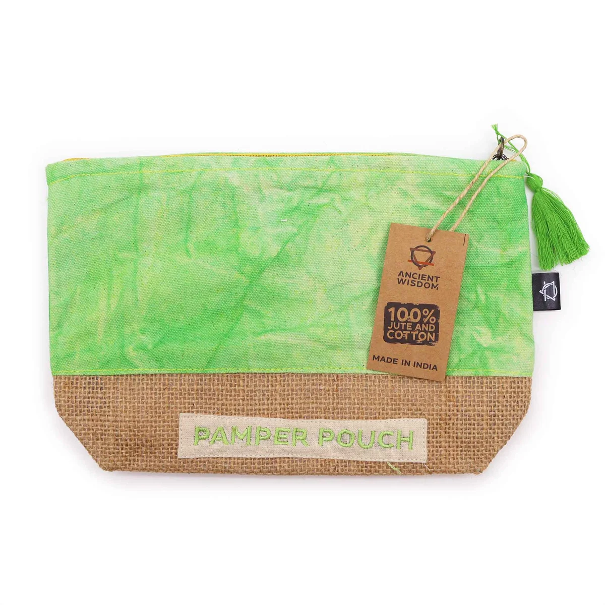 Stonewash green storage pouch called Pamper Pouch in Mother Earth Green color, designed for storage and organization