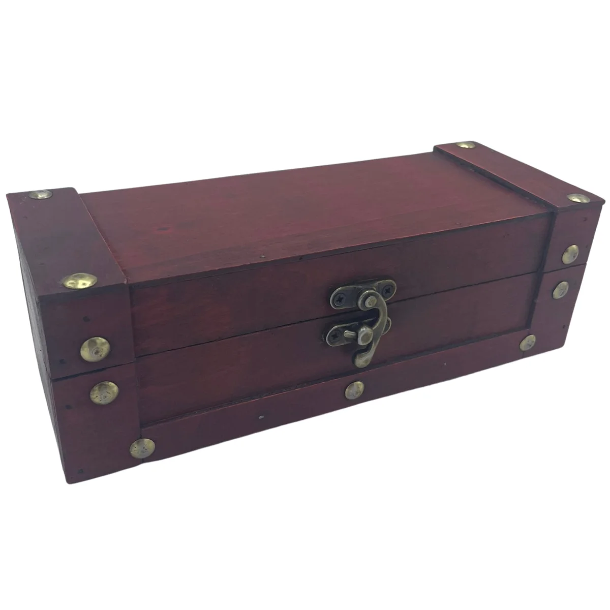 Tan long tea chest with multiple drawers for storage tea chest, ideal for organizing tea and small items