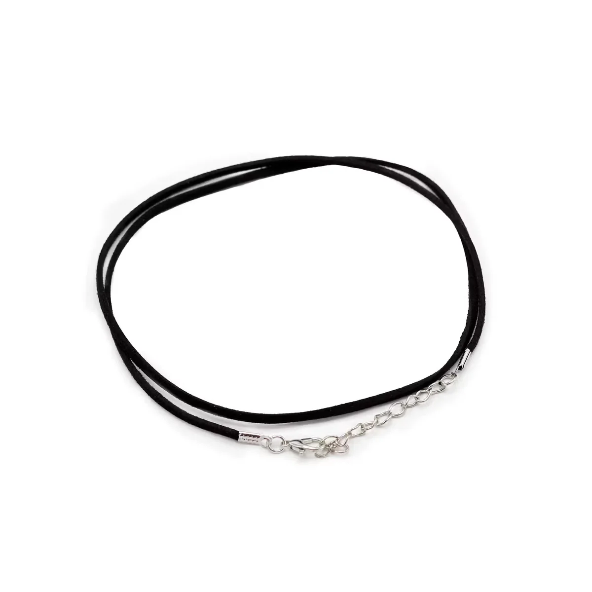Black faux leather cord, 2.5mm thick, 55cm necklace cord displayed showing texture.