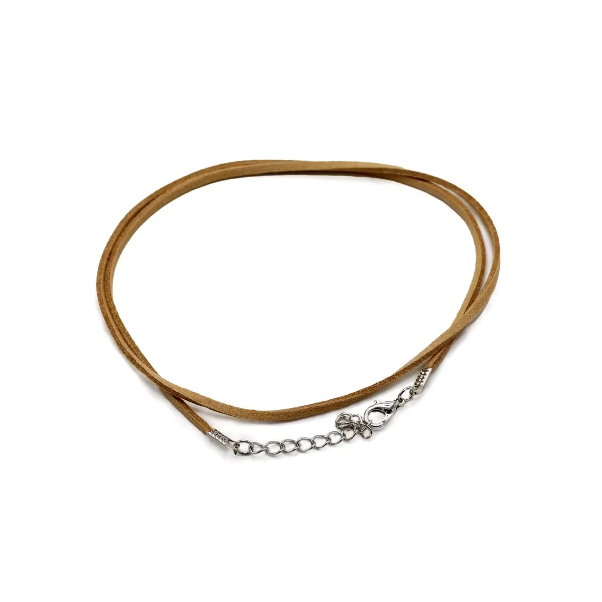Tan faux leather cord, 55cm pendant necklace cord, 2.5mm thick displayed on light background