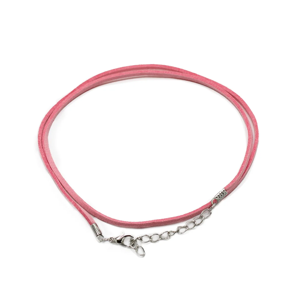 pink faux leather 2.5mm cord necklace, 55cm length