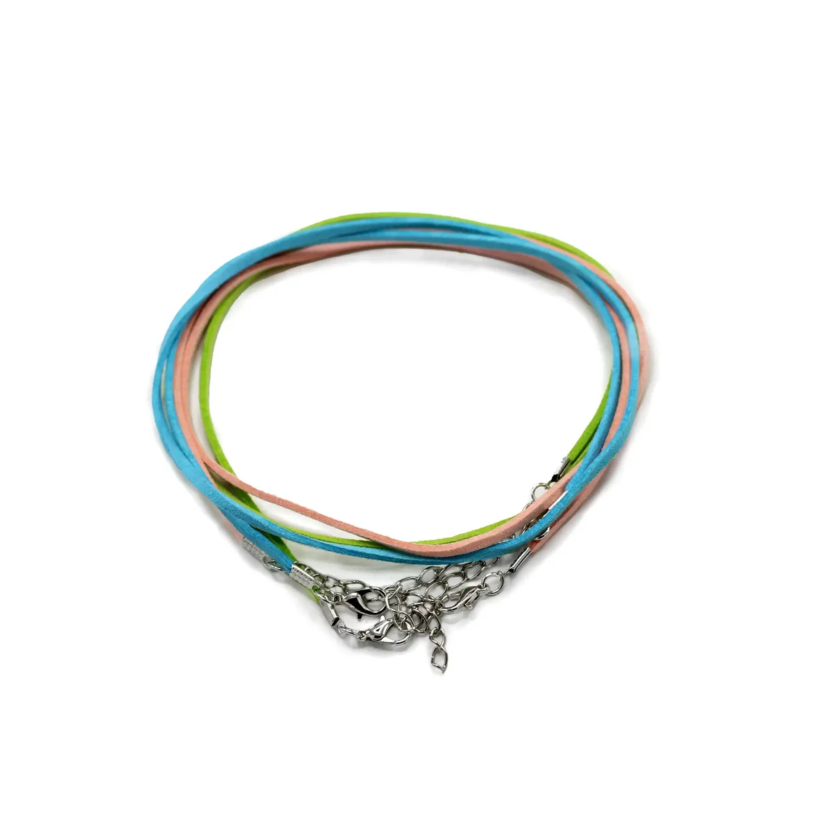 faux leather pendant cord, 2.5mm wide and 55cm long, displayed with vibrant assorted colours