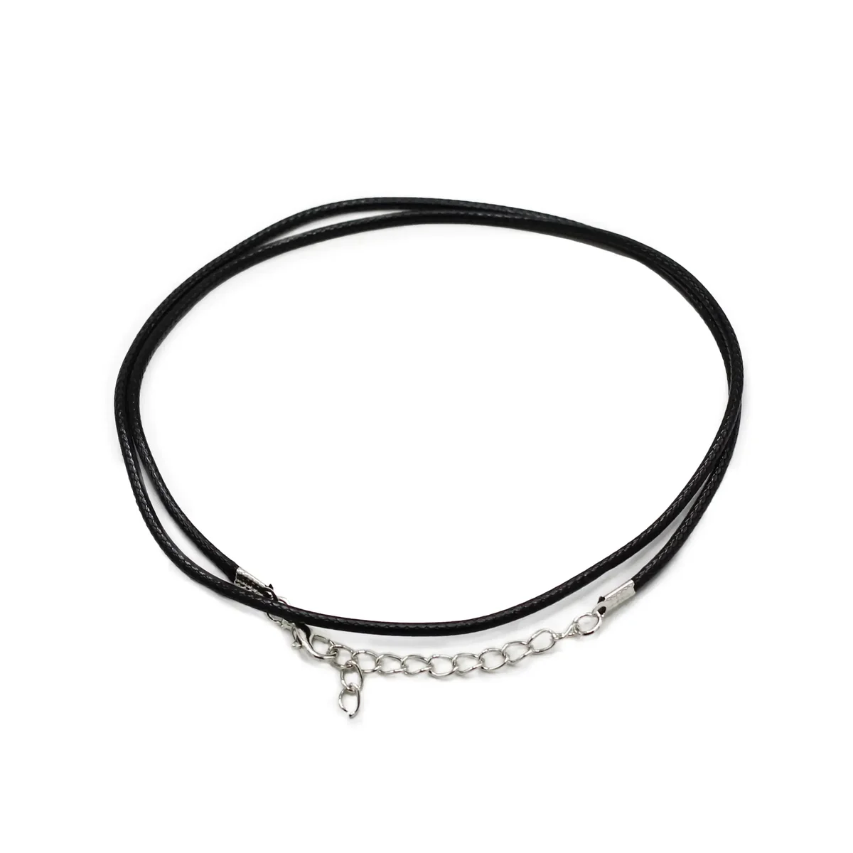 Black pendant cord, 2mm thick, 55cm long, with waxed finish.