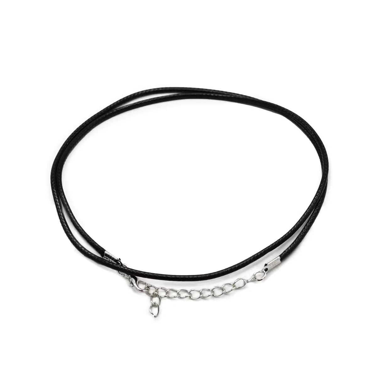 Black 2mm waxed cord, 55cm long, ideal for pendant chains.