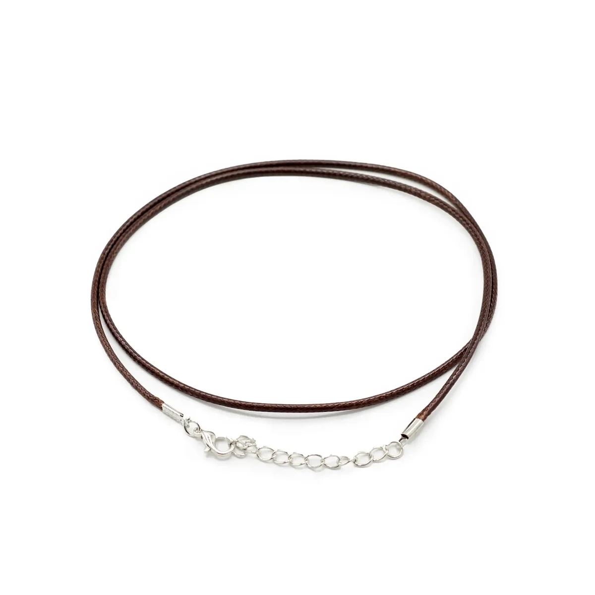 Dark brown pendant cord, 2mm wide, 55cm long, showing a waxed finish.