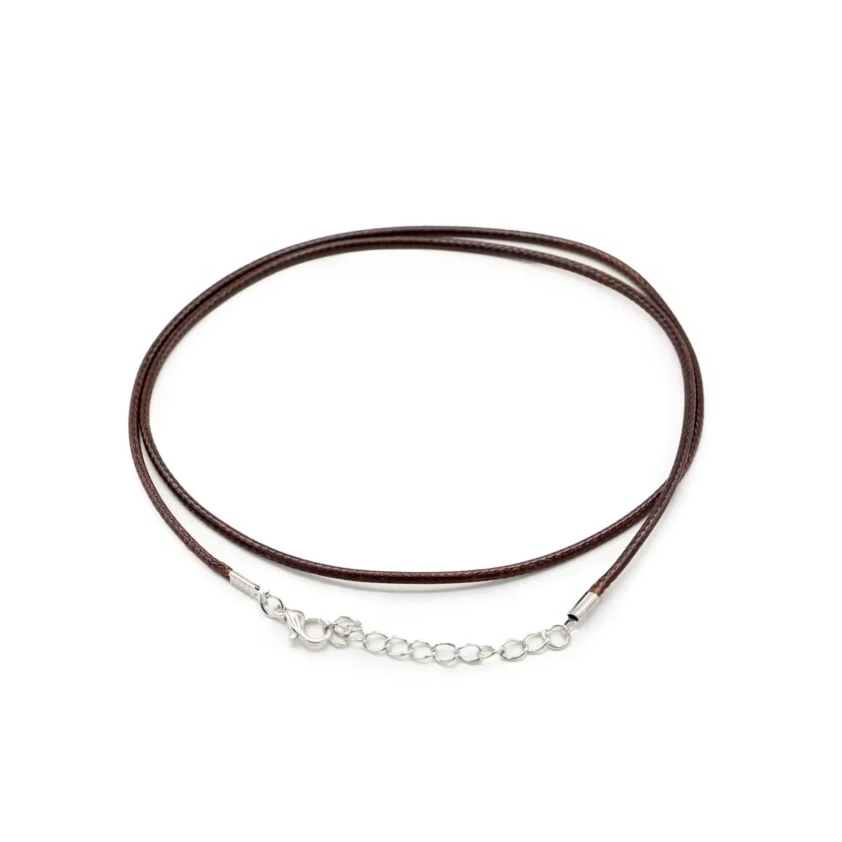 55cm necklace cord with dark brown waxed leather, 2mm width, showing a sleek cord ready for necklace use.