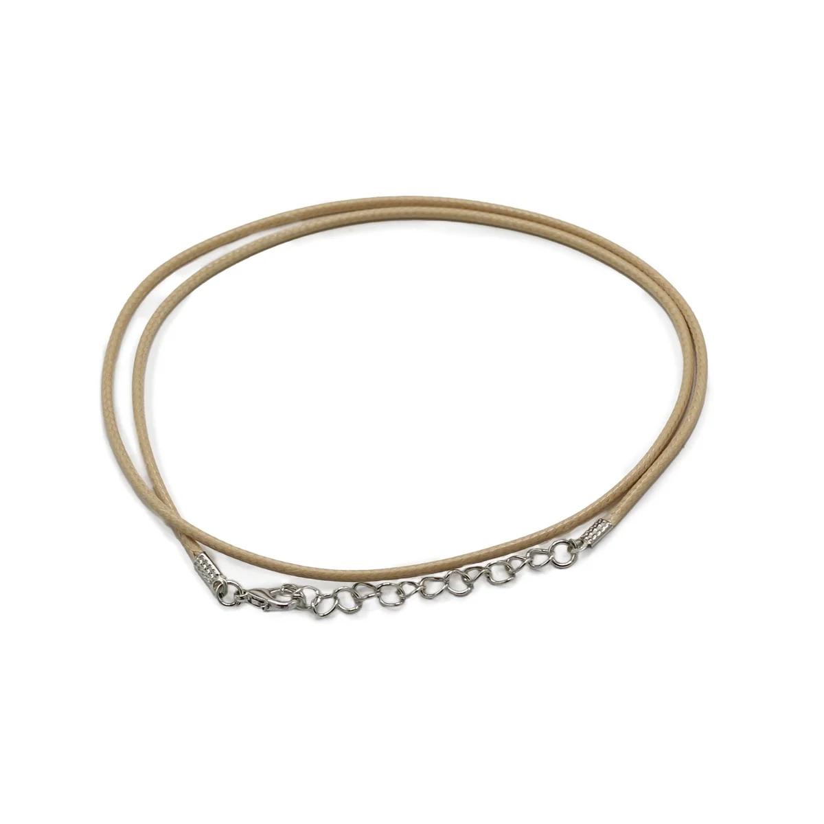 Tan waxed pendant cord, 2mm wide and 55cm long.
