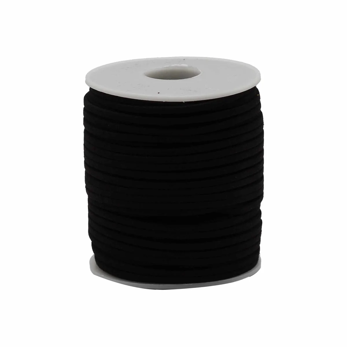 Roll of bulk pendant cord, 2.5mm thick, 45 metres long, deep black.