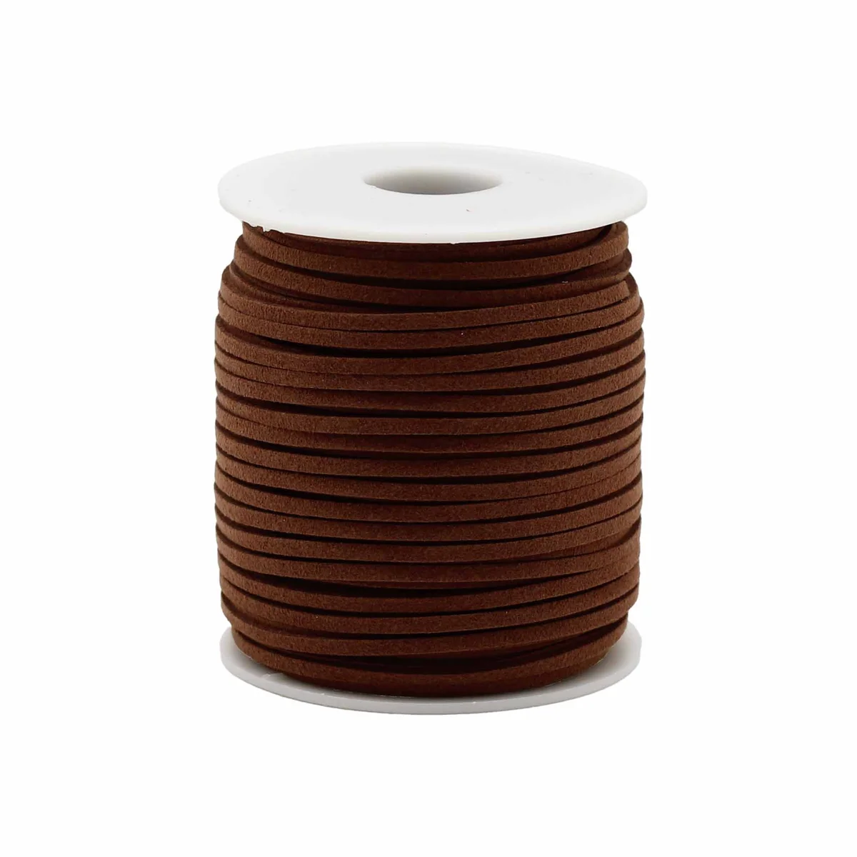 Bulk pendant cord coil, 2.5mm wide, 45m long, dark brown A010, bundled in a roll.