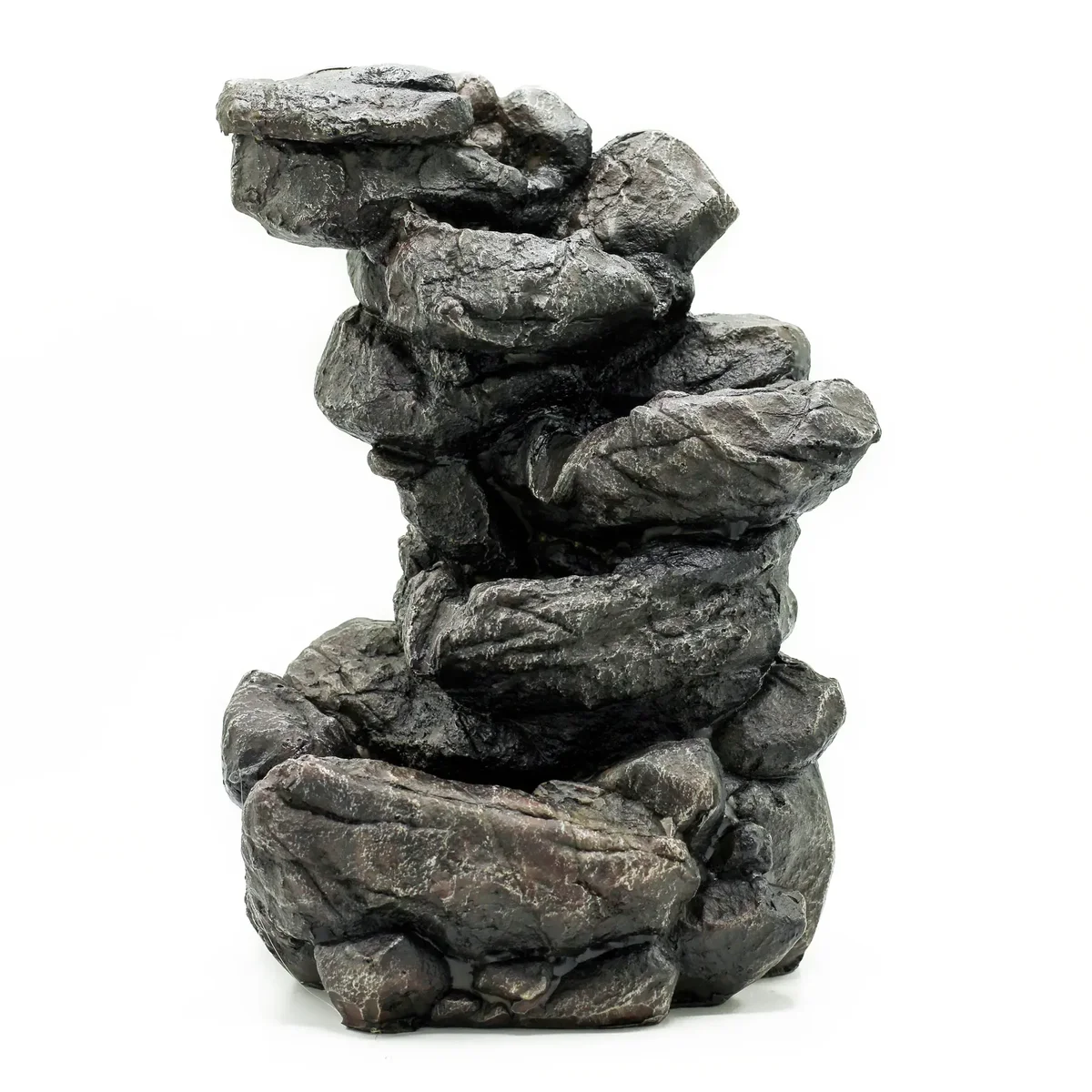 35 cm tabletop natural rock water feature with cascading water, minimalist décor.