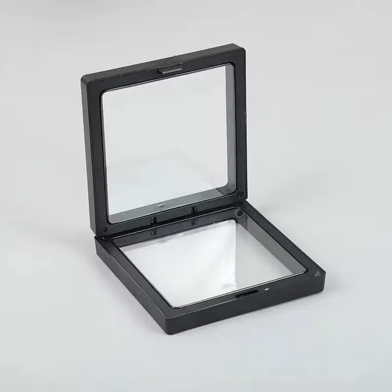 Black 9x9 cm floating frame – slim black frame with clear display, showing a neat frame border.