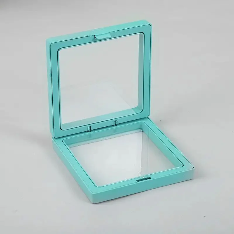 Teal 3D floating frame display, 9x9cm.