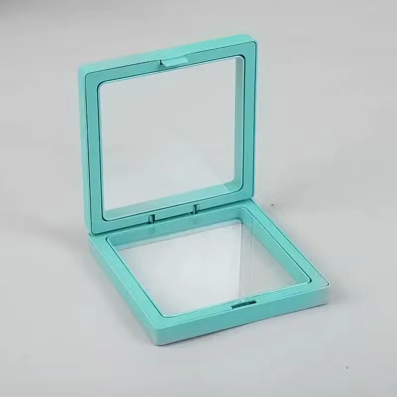 Teal 9x9cm frame display with sleek 3D floating design.