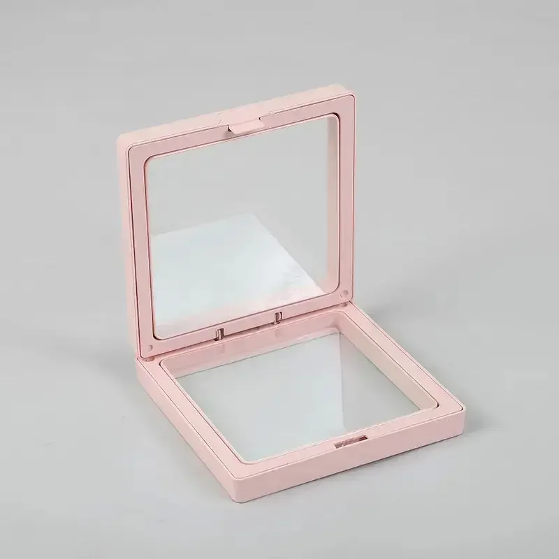 Pink floating frame display, 3D Med design, 9x9cm square.