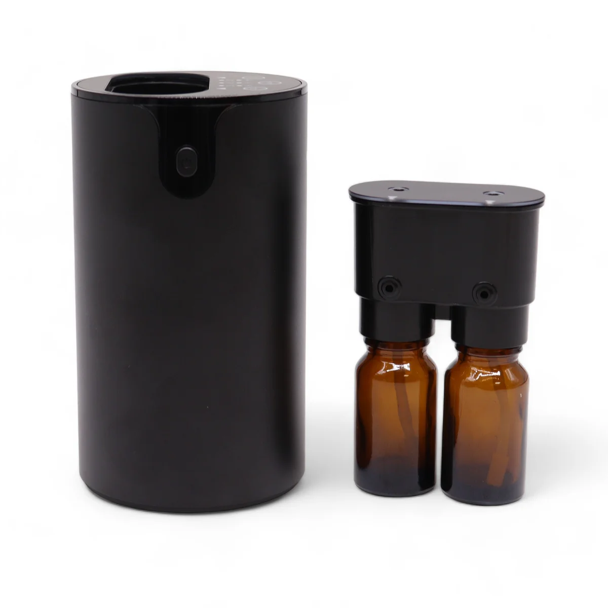 Double essential oil waterless nebulizer with USB C connection, shown in sleek compact design for aromatherapy use