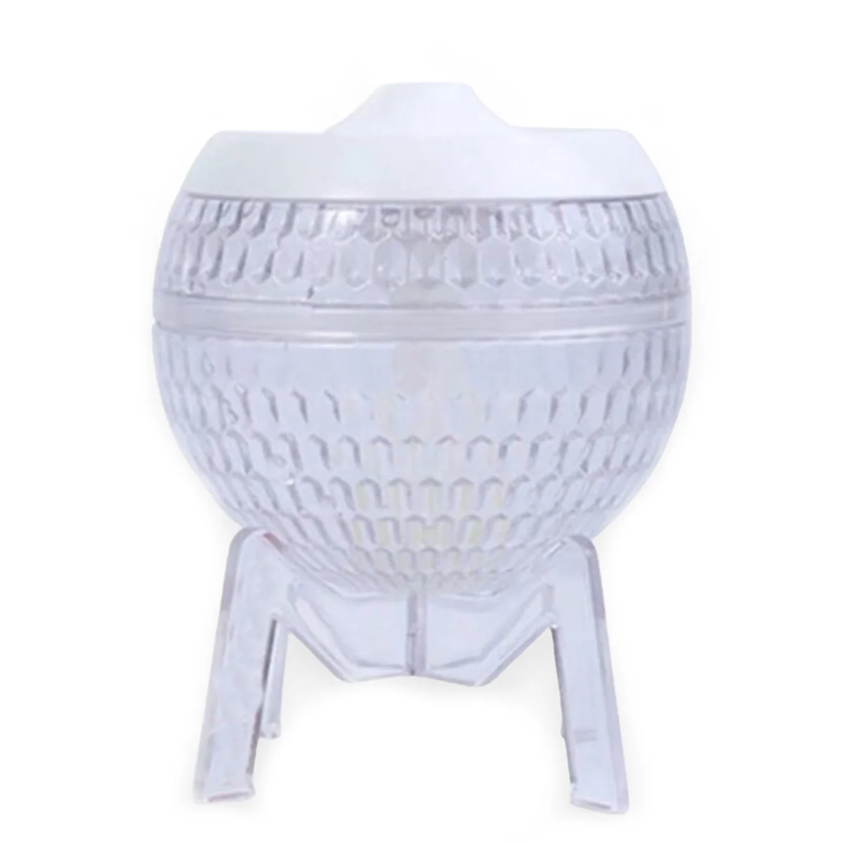 Clear Mondo Planet USB humidifier with colour changing down light, transparent design on white background