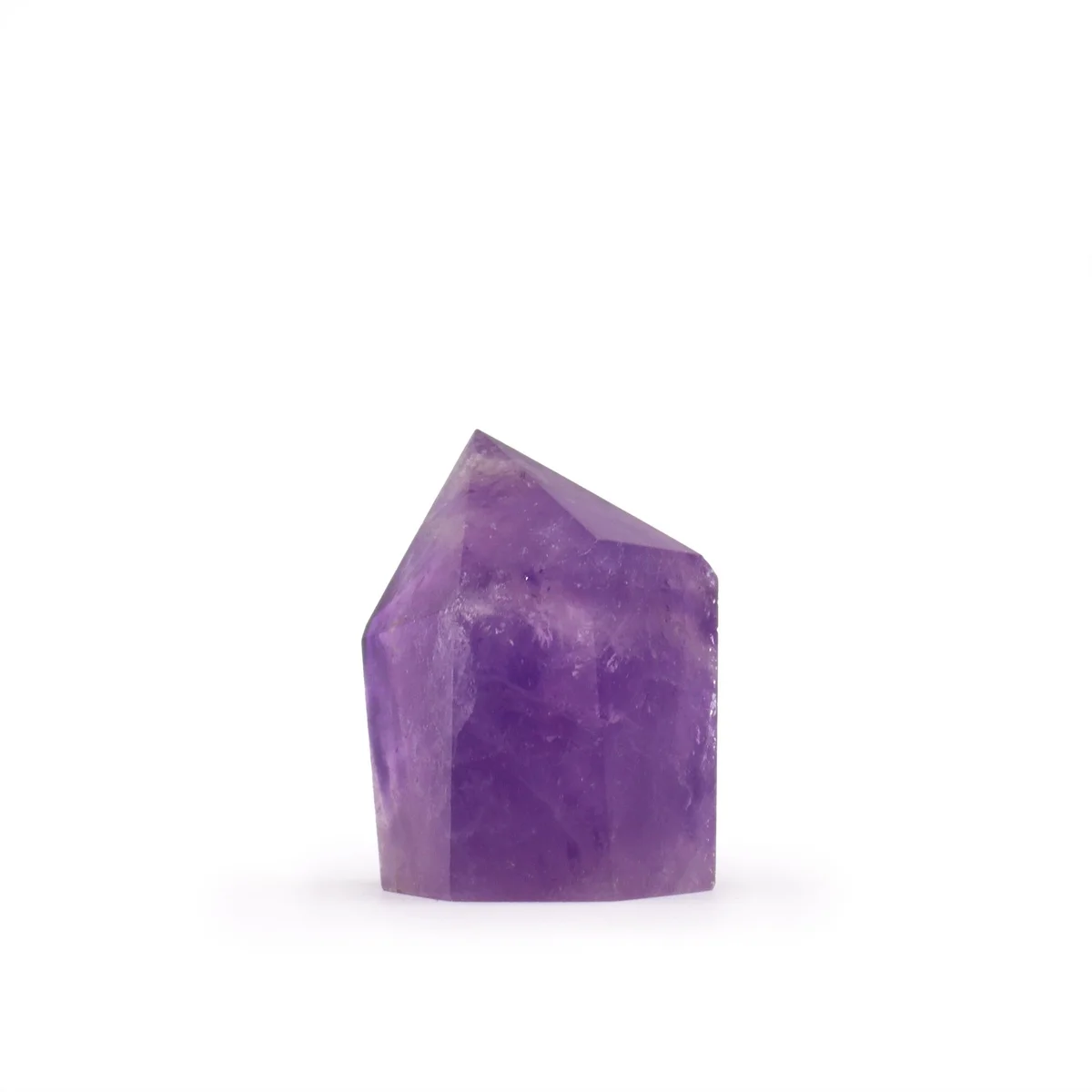 Cluster of small rich colour amethyst crystal points measuring approximately 4-5.5cm on a white background