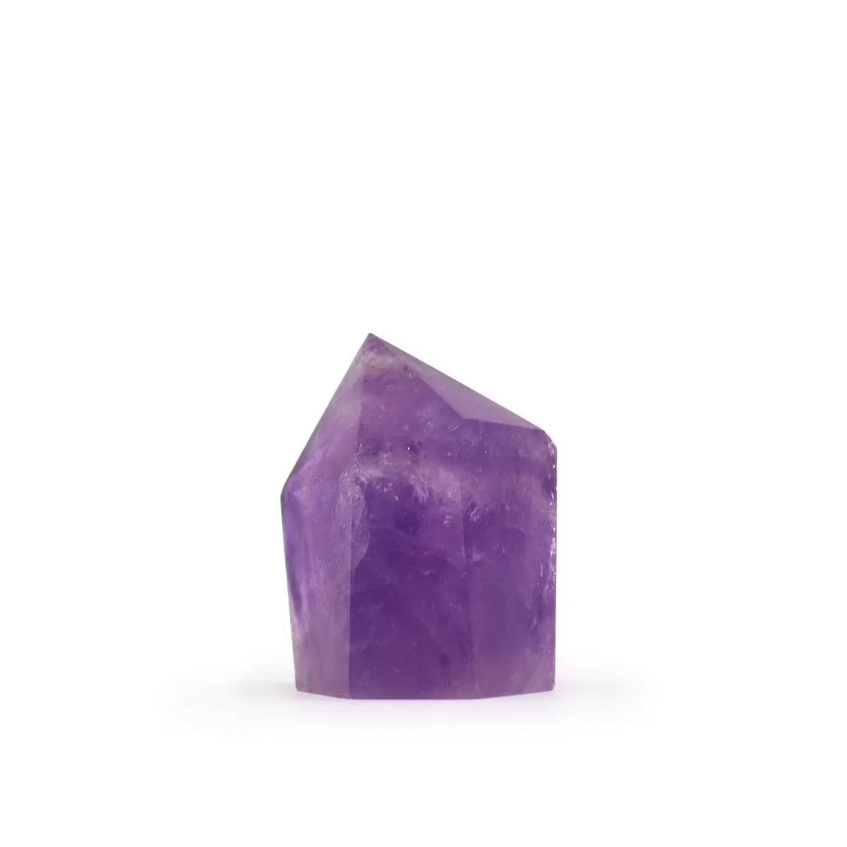 Small rich colour natural crystal points of amethyst, measuring approximately 4-5.5cm, displayed on white background