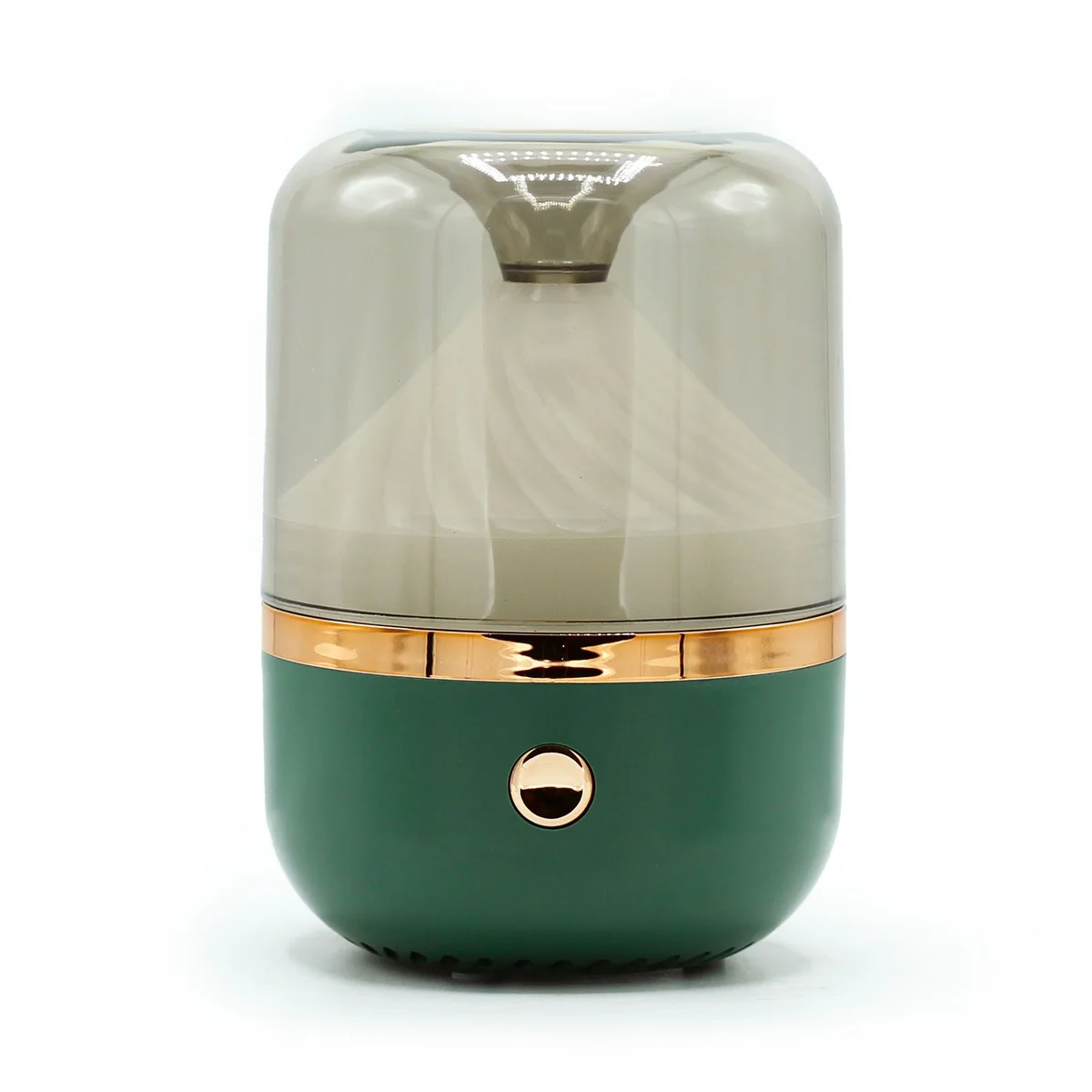 Urban aroma diffuser in green and bronze with USB connection and colour change feature on white background