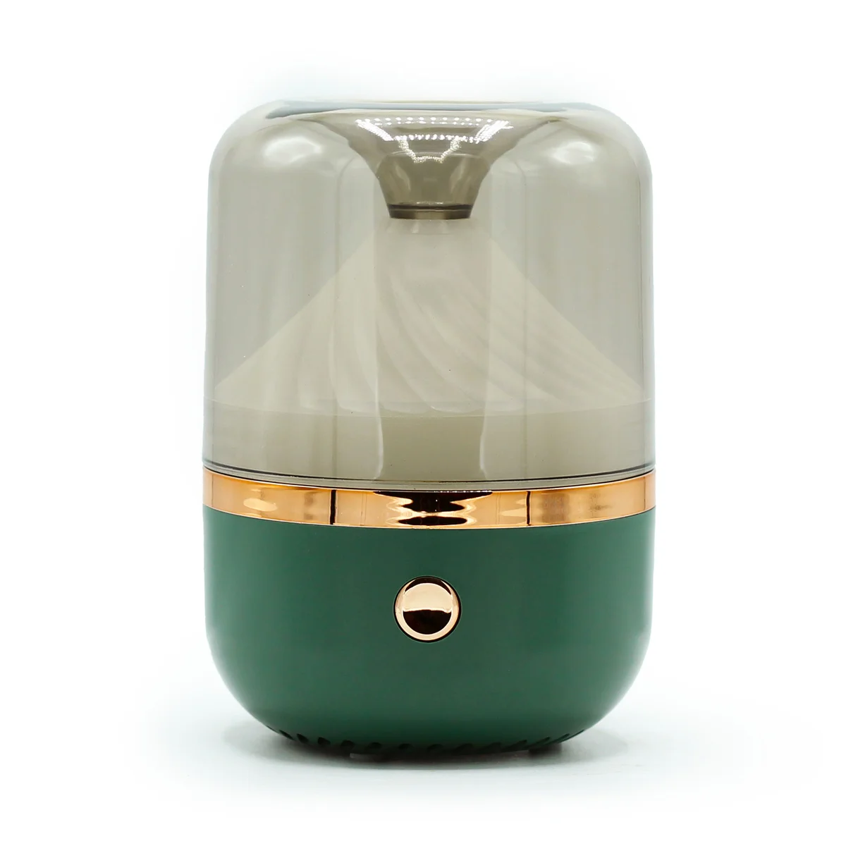 Urban Aroma green and bronze colour changing diffuser with USB cable on a white background