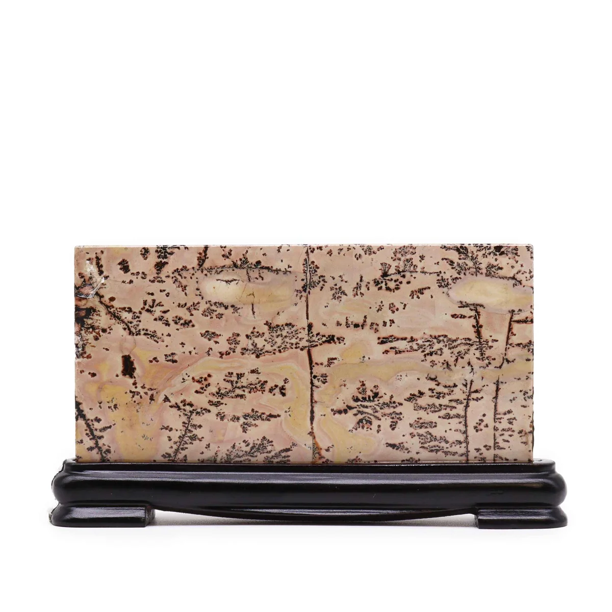 Guohua picture stones showing a 140x80mm landscape stone weighing approximately 100 grams on a white background