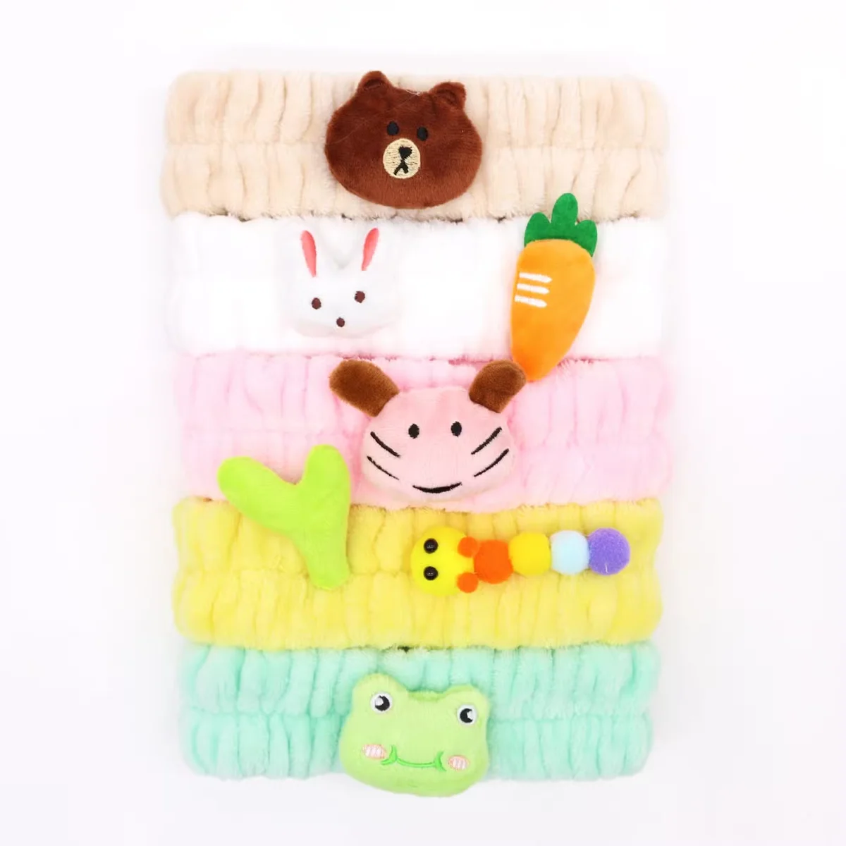 Assorted cute animal-themed makeup headbands displayed, showcasing cute hair accessories for daily use