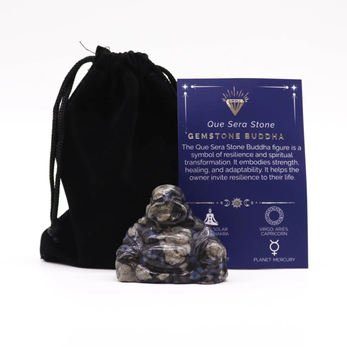 Large gemstone Buddha sculpture, elegantly carved in stone, ready to display as a meaningful decor piece.