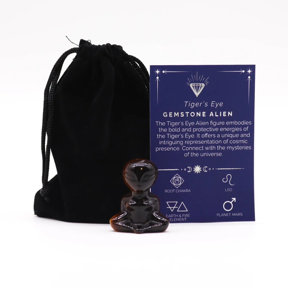 Tiger eye gemstone alien figurine – ideal tiger eye decor gift