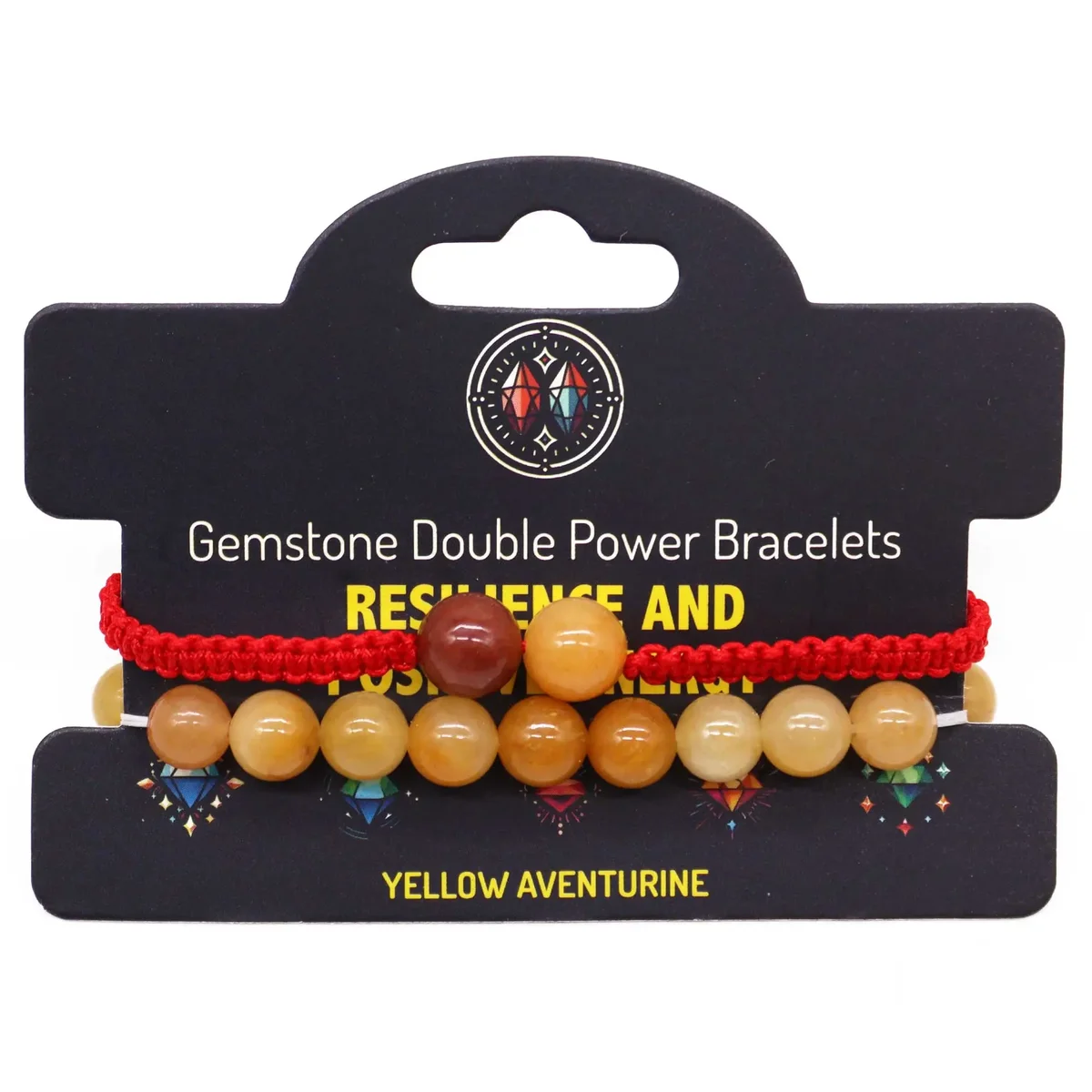 Gemstone power bracelets with double yellow aventurine stones.