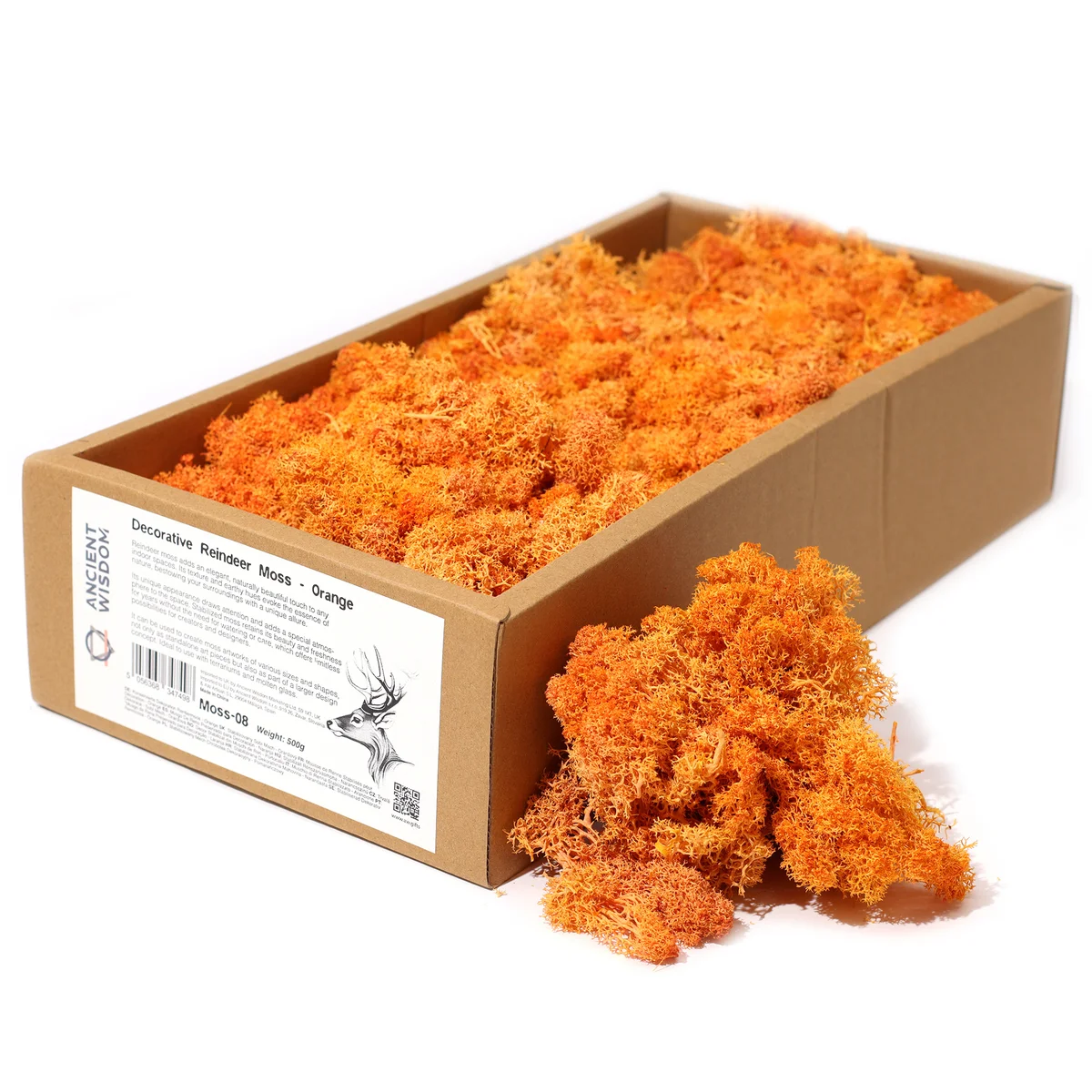 Bright orange reindeer moss bundle showcased, a festive christmas moss decoration for holiday decor