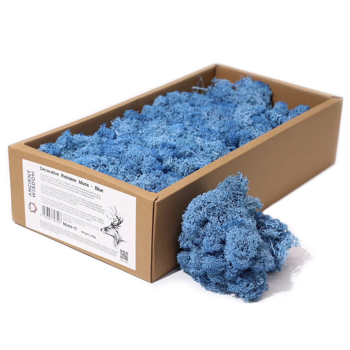 Blue moss ornament, named Reindeer Moss, neatly packed bundle weighing about 500g