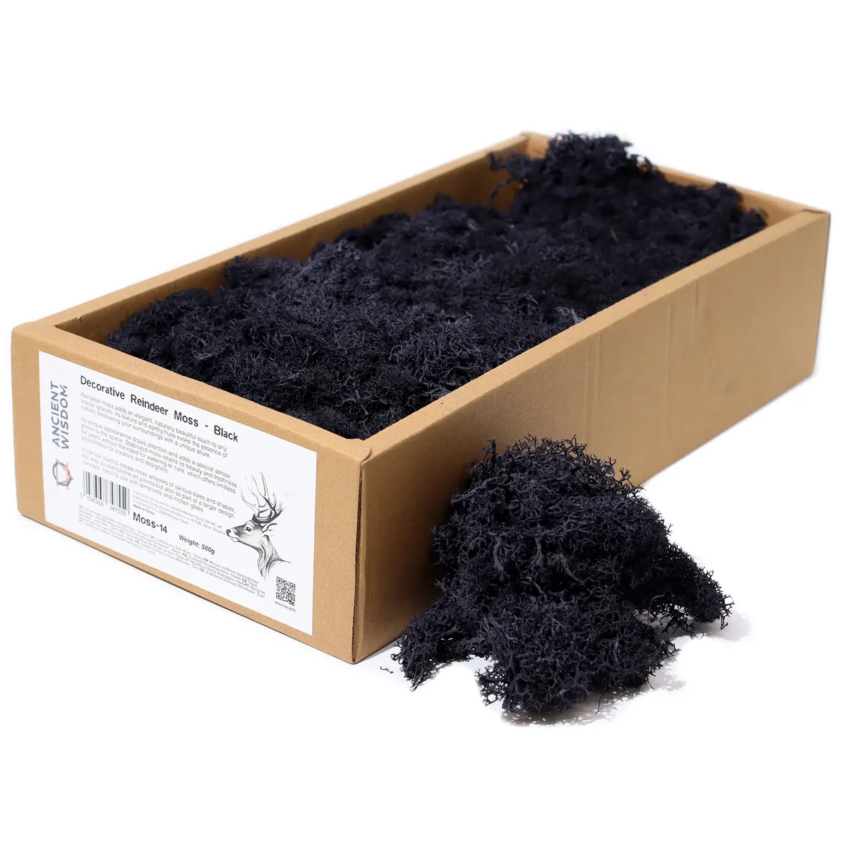 Black reindeer moss decoration weighing approximately 500gm, suitable as a Christmas moss decoration accessory