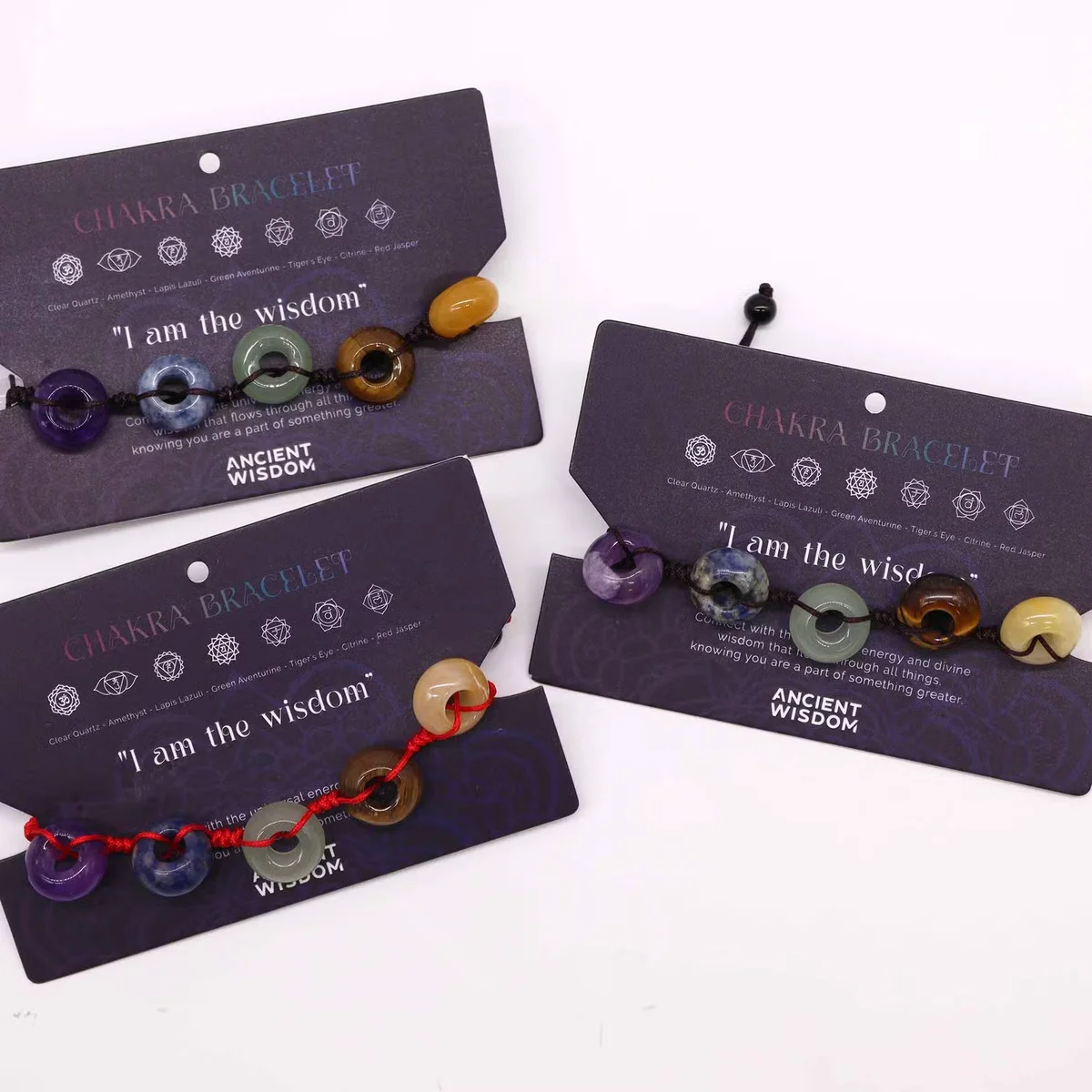 Close-up of a Chakra String Bracelet with ball detail, part of spiritual bracelets UK collection