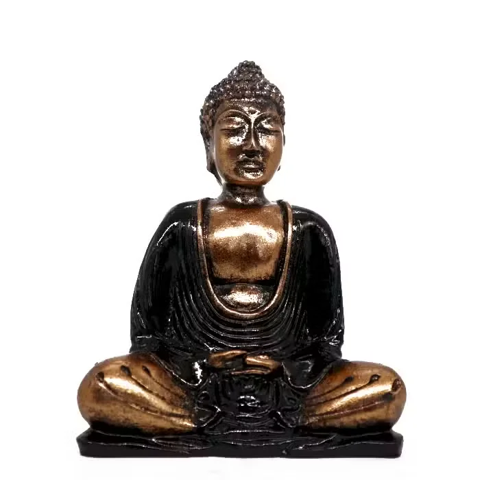Medium black and gold Buddha statue, ideal for elegant black and gold décor in home or office settings