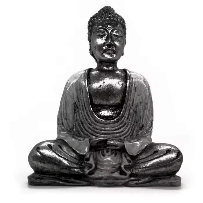 Medium white and grey Buddha statue suitable for white and grey decor, shown against a plain background
