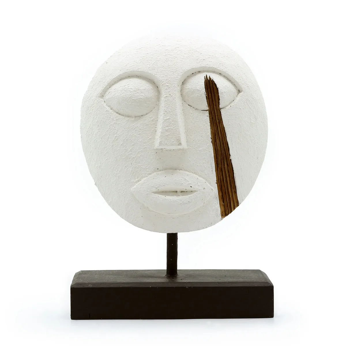 White Timor tribal mask with tribal patterns, measuring 27x20cm, decorative wall hanging accessory