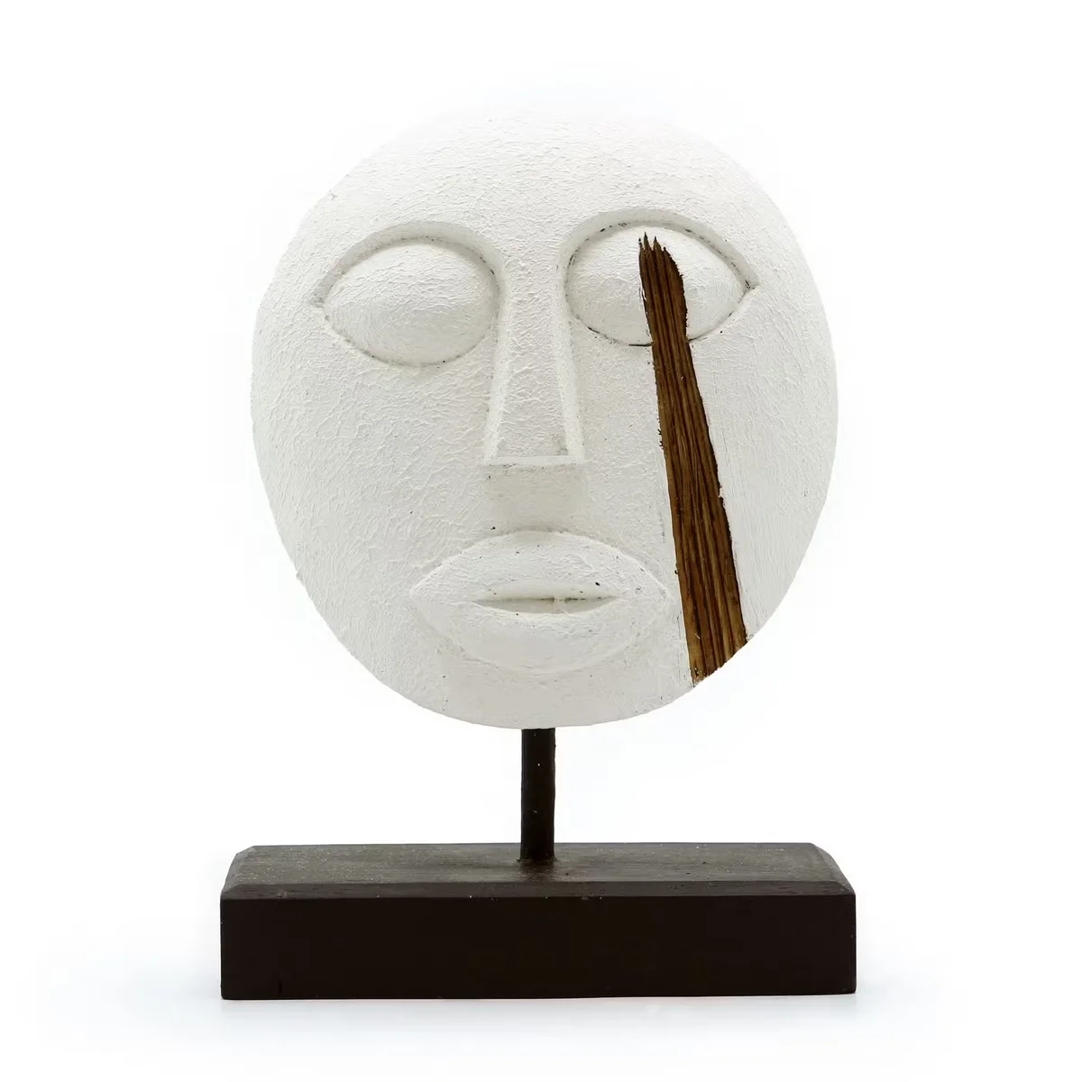 White Timor tribal wall art mask with intricate patterns, measuring 27x20cm, suitable for decorative display