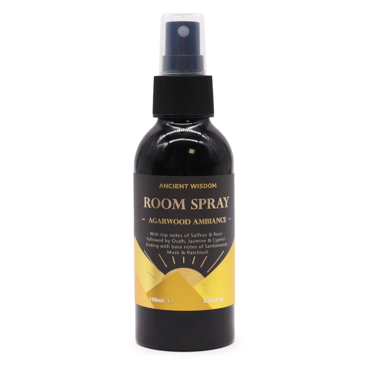Oudh Room Spray 100ml bottle with Agarwood Ambiance label, a home fragrance spray for rooms