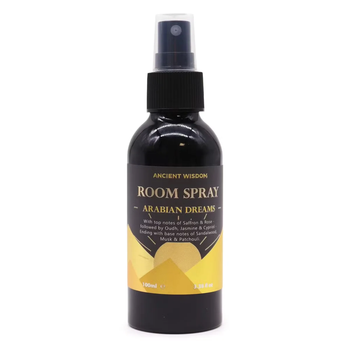 Oudh Room Spray Arabian Dreams 100ml bottle with elegant label, home fragrance spray for freshening rooms