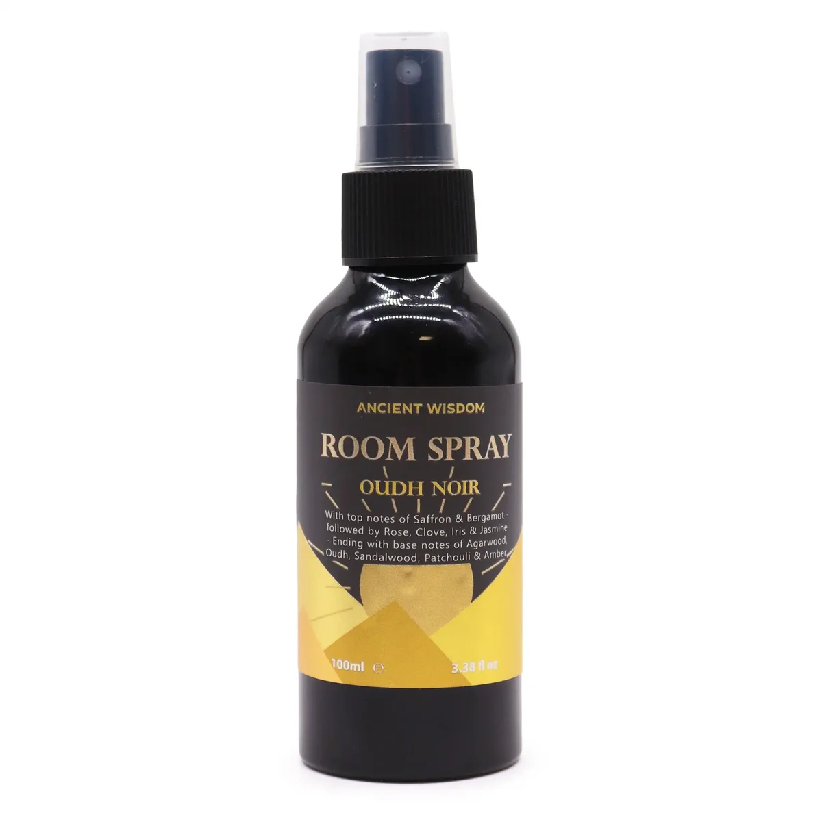 Oudh Noir Spray 100ml bottle with dark label and sleek design for room fragrance use