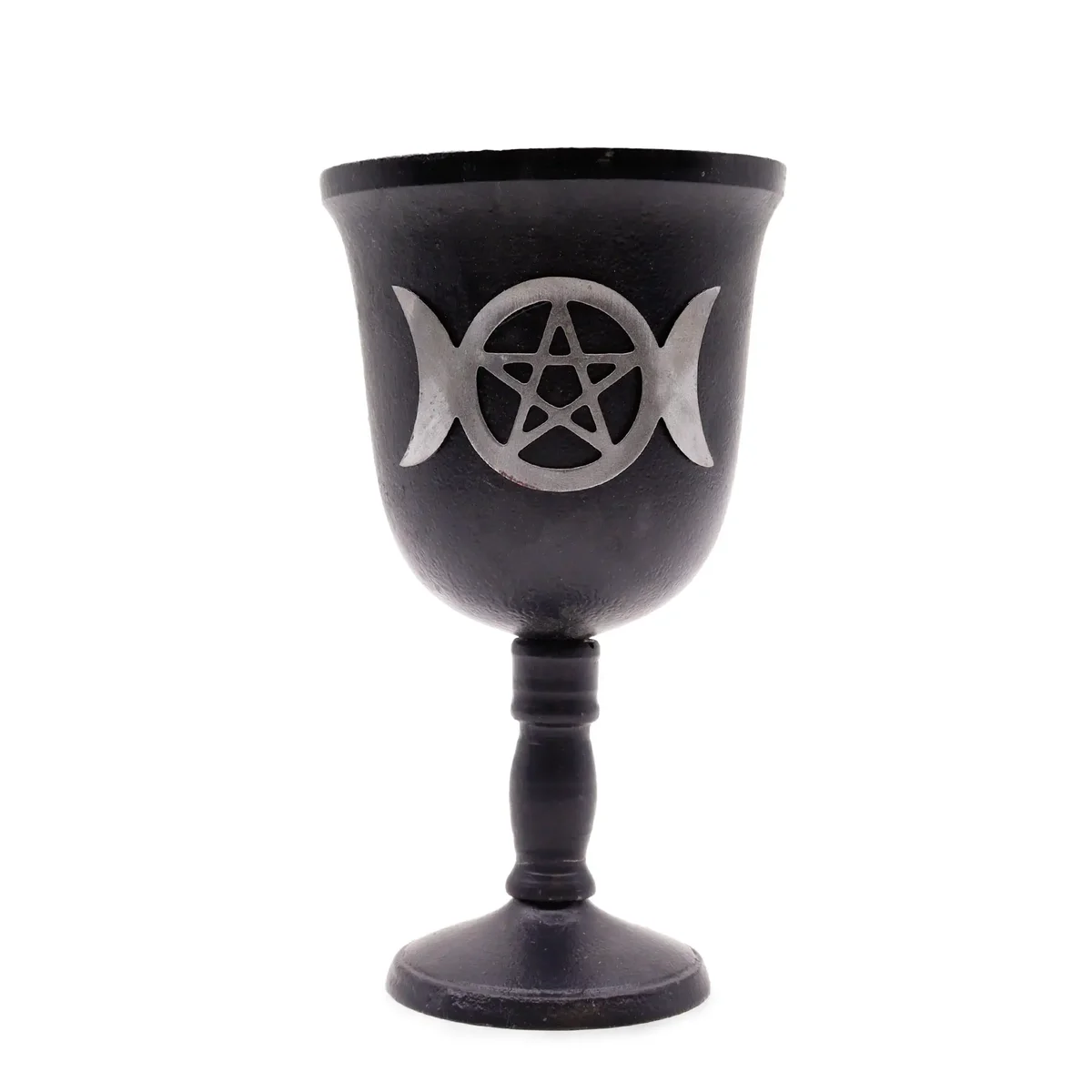 Iron Ritual triple moon goblet made of iron, 20cm tall and 11cm wide, featuring triple moon design