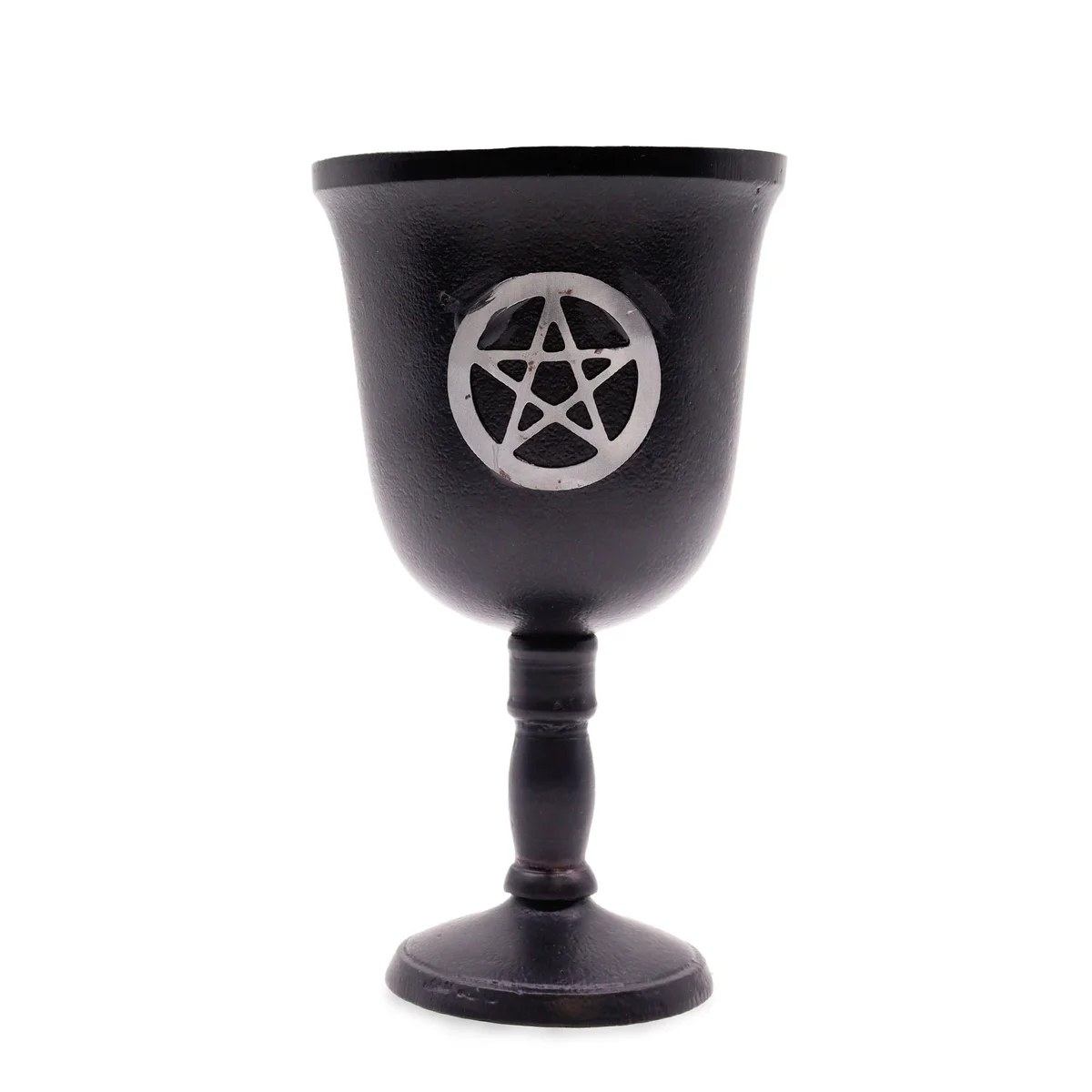 Iron ritual goblet with pentagon shape, 20cm tall and 11cm wide, made of iron
