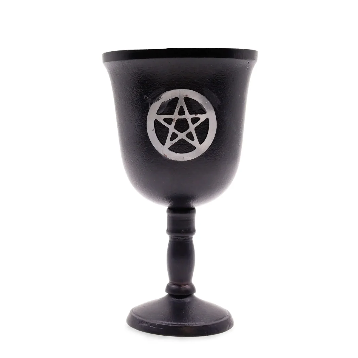 Iron Ritual pentagon goblet made of iron, measuring 20x11cm, with a faceted pentagon shape and sturdy base