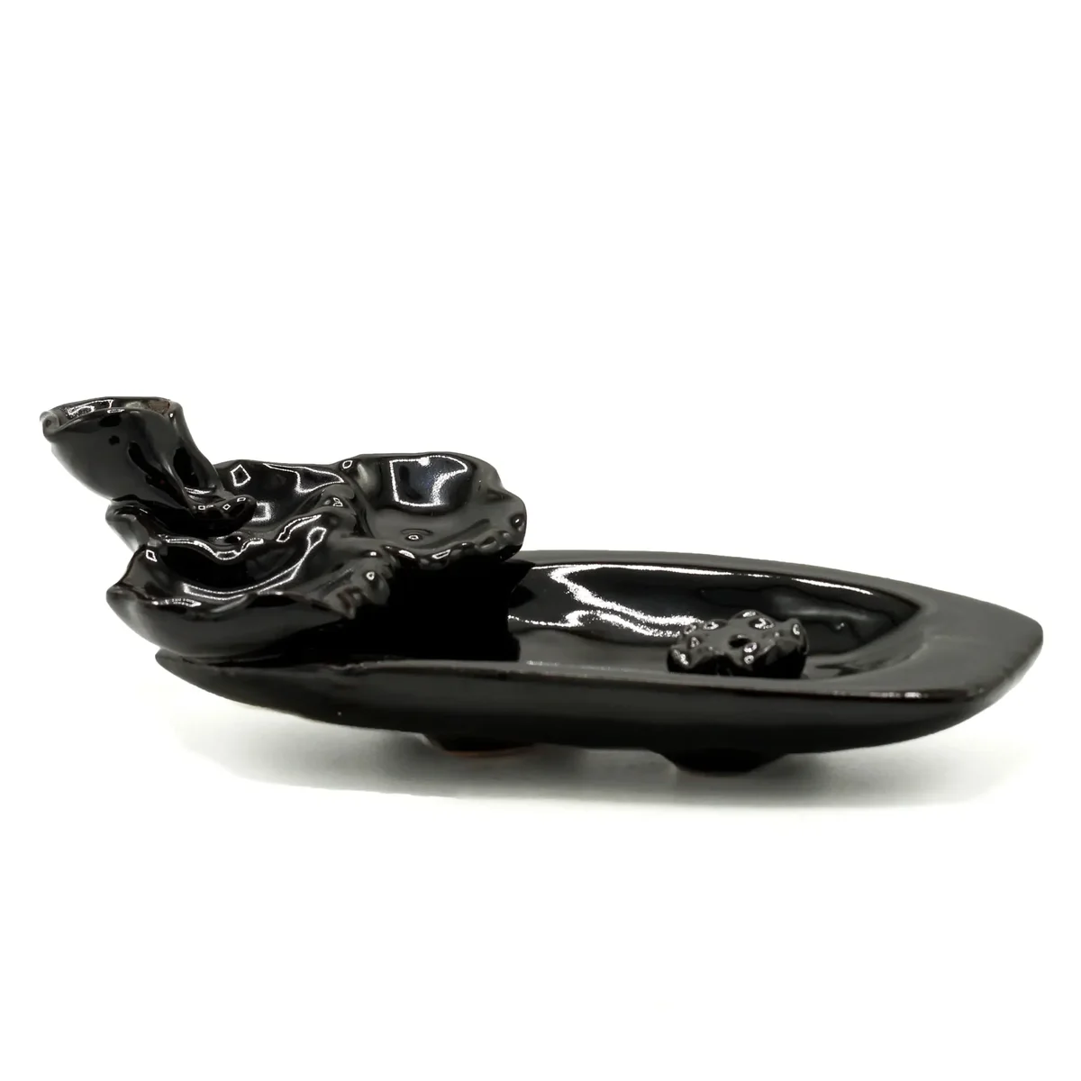 Ceramic lotus pond incense holder with backflow incense burner and stick holder in elegant design