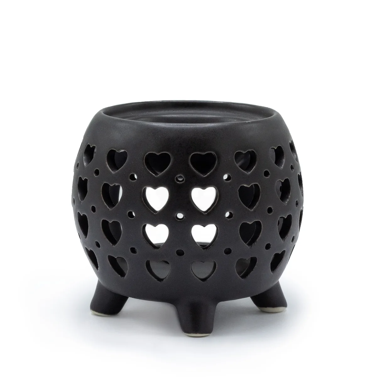 Matt black oil burner with multi heart design (heart design oil burner)