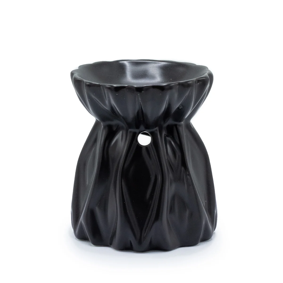 Geometric black oil burner, a black oil diffuser with sleek minimalist shape.
