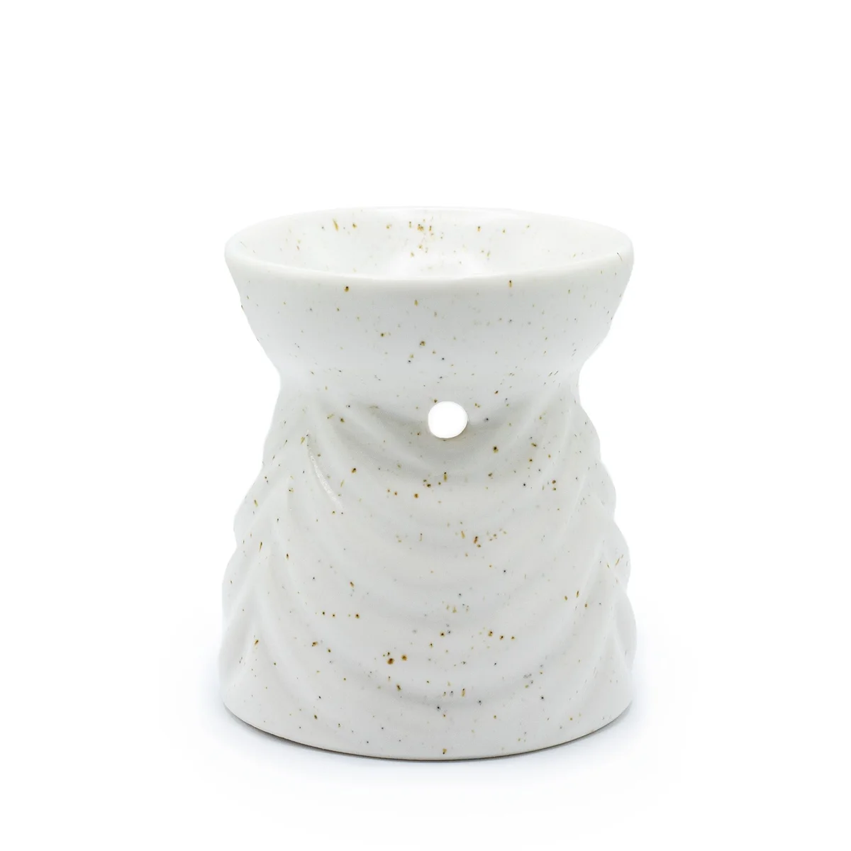 Ivory oil burner with geometric design, smooth finish, designed for essential oils and wax melts